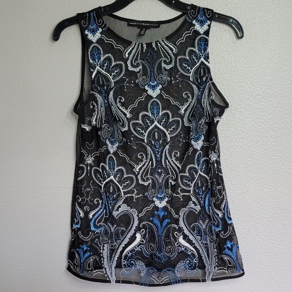 White House Black Market Embroidery Sheer Mesh Tops/Size XS - Picture 1 of 10